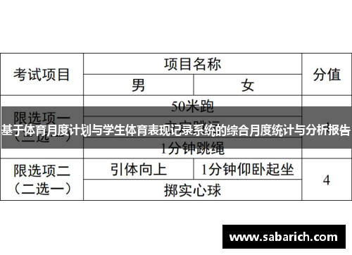 基于体育月度计划与学生体育表现记录系统的综合月度统计与分析报告