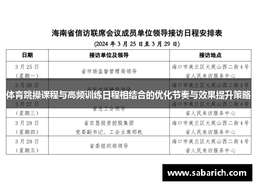 体育跳操课程与高频训练日程相结合的优化节奏与效果提升策略